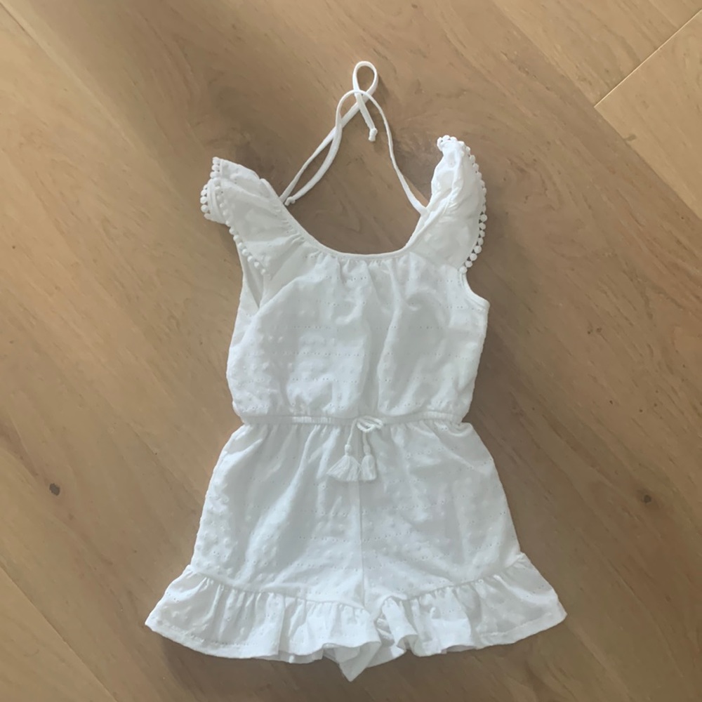 Sequin Hearts Girls Eyelet Romper